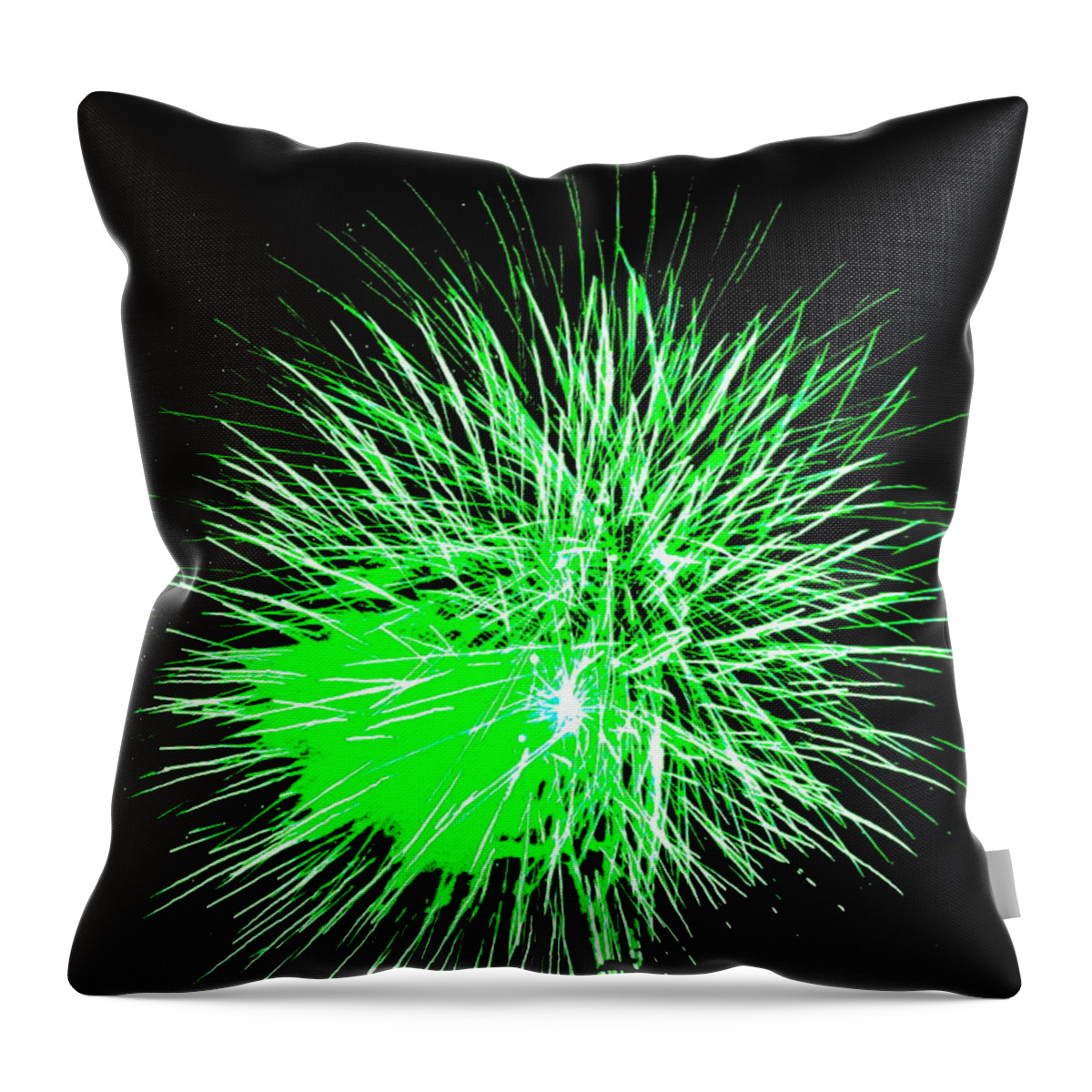 Fireworks Throw Pillow featuring the photograph Fireworks in Green by Michael Porchik