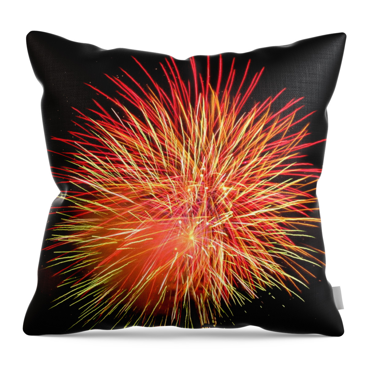 Fireworks Throw Pillow featuring the photograph Fireworks by Michael Porchik