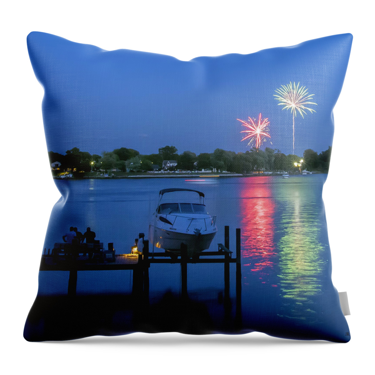 2d Throw Pillow featuring the photograph Fireworks Over Stony Creek by Brian Wallace