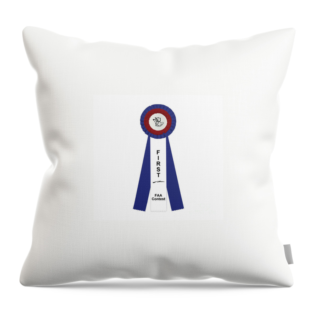 First Throw Pillow featuring the photograph First Place Award Ribbon by Renee Trenholm