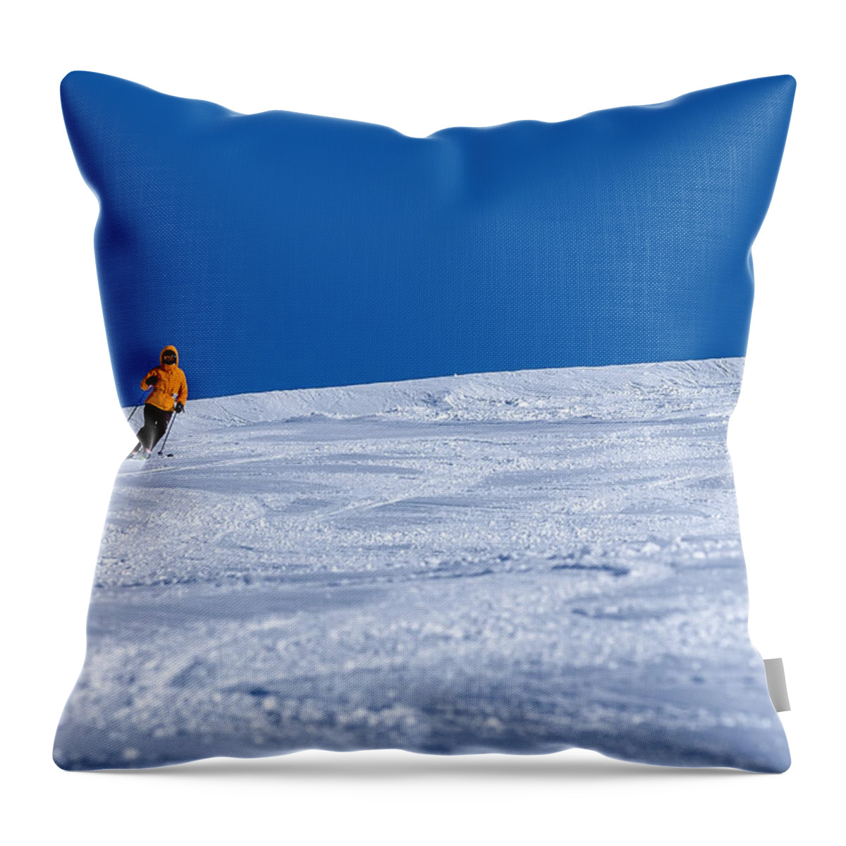 Blue Throw Pillow featuring the photograph First Run by Sebastian Musial