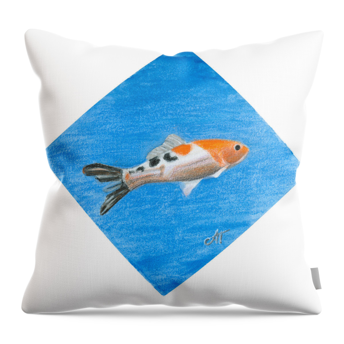 Fish Throw Pillow featuring the drawing Fish by Ana Tirolese