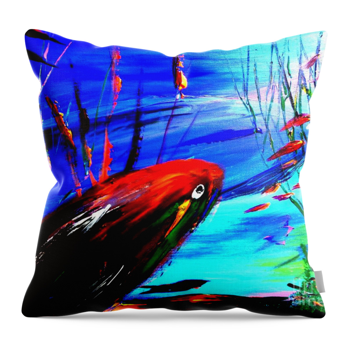 Fish Throw Pillow featuring the painting Fish in Shallow Water by James and Donna Daugherty