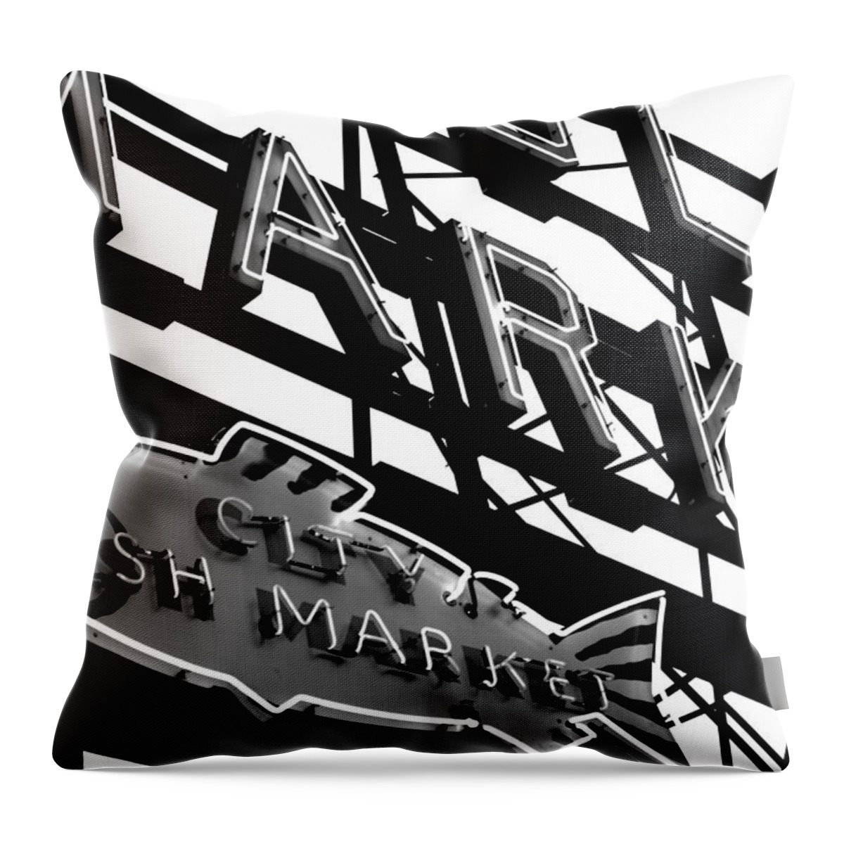 Pikes Place Throw Pillow featuring the photograph Fish Market by Benjamin Yeager
