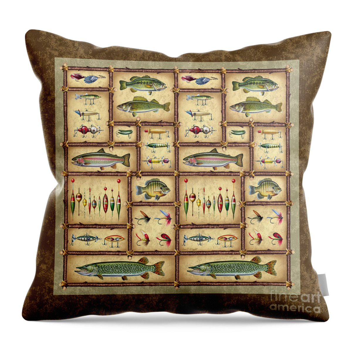 Bedding Throw Pillow featuring the painting Fish Sticks Square Pillow by JQ Licensing
