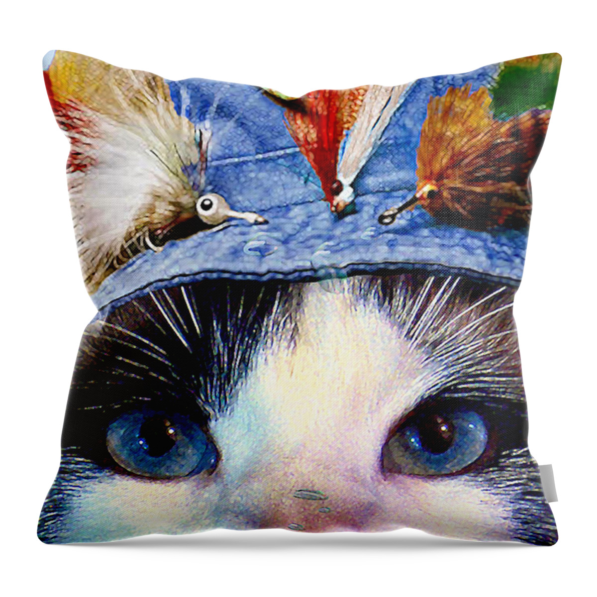 Cat Throw Pillow featuring the mixed media Fisher Cat by Michele Avanti