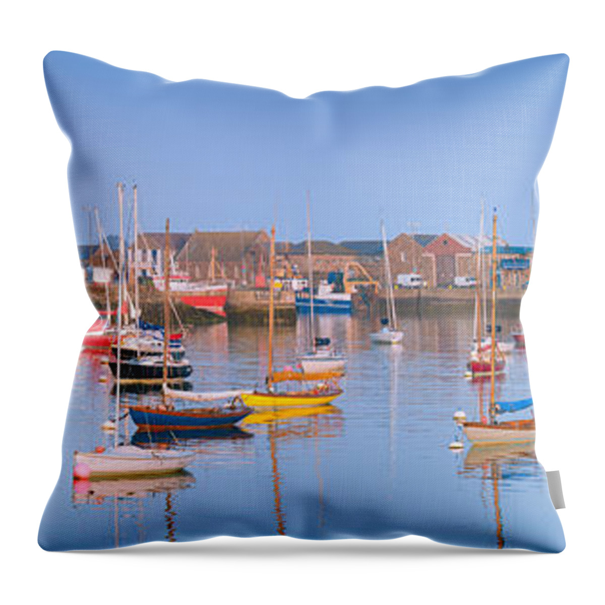 Anchorage Throw Pillow featuring the photograph Fishing Boats in the Howth Marina by Semmick Photo