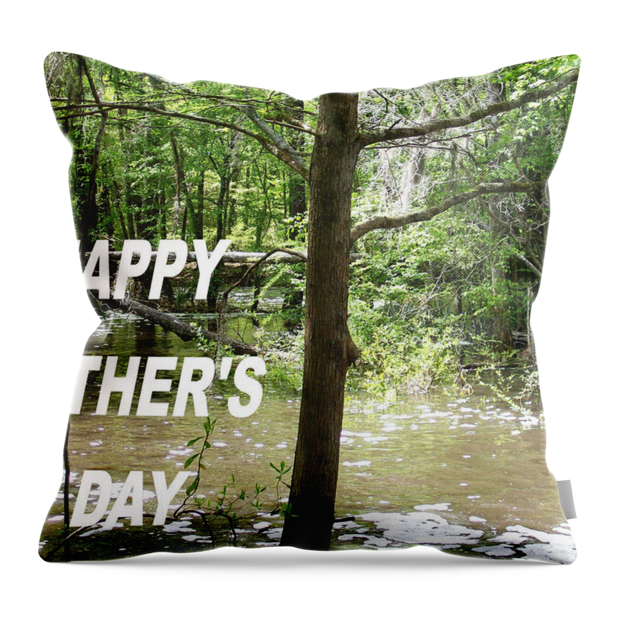 #fathersday #fishing #hole #mill #pond #oakfield #georgia Throw Pillow featuring the photograph Dads Fishing Hole by Belinda Lee