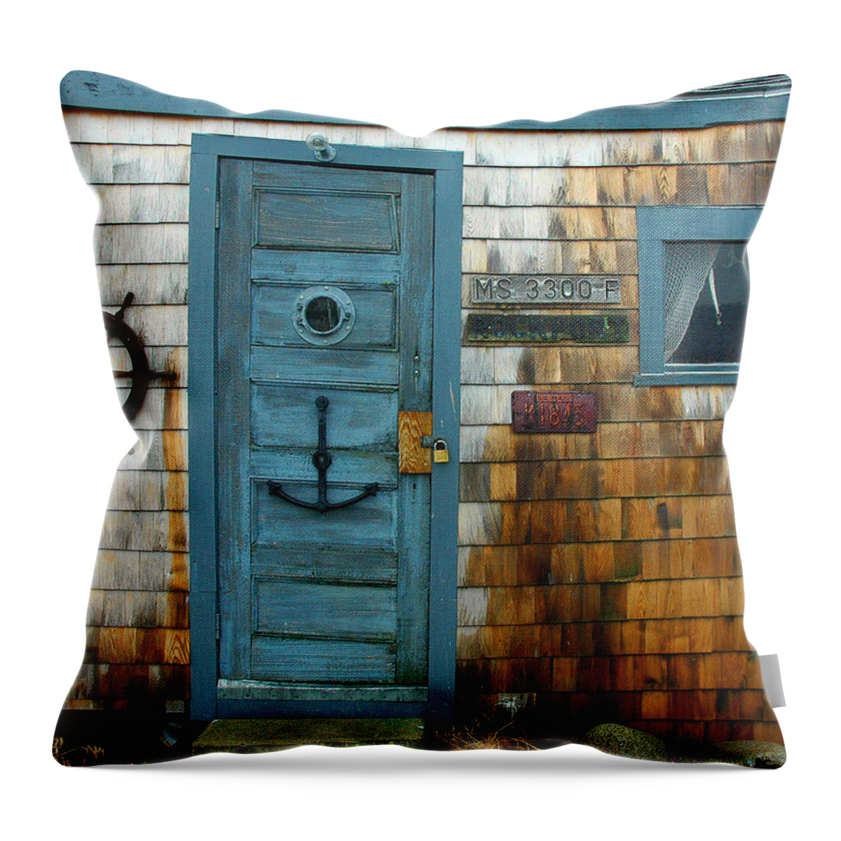Rockport Throw Pillow featuring the photograph Fishing Hut at Rockport Maritime by Jon Holiday