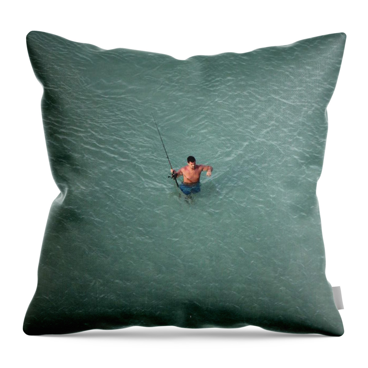 Human Throw Pillow featuring the photograph Fishing in the deep blue waters of Florida's Emerald Coast by Jennifer E Doll