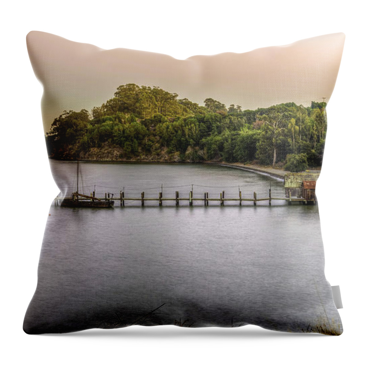 Sunset Throw Pillow featuring the photograph Fishing Village by Janet Kopper