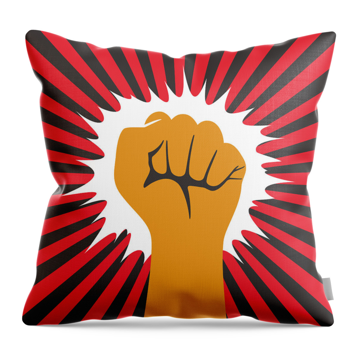 Toughness Throw Pillow featuring the digital art Fist Hand With Shining Sun by Hakule