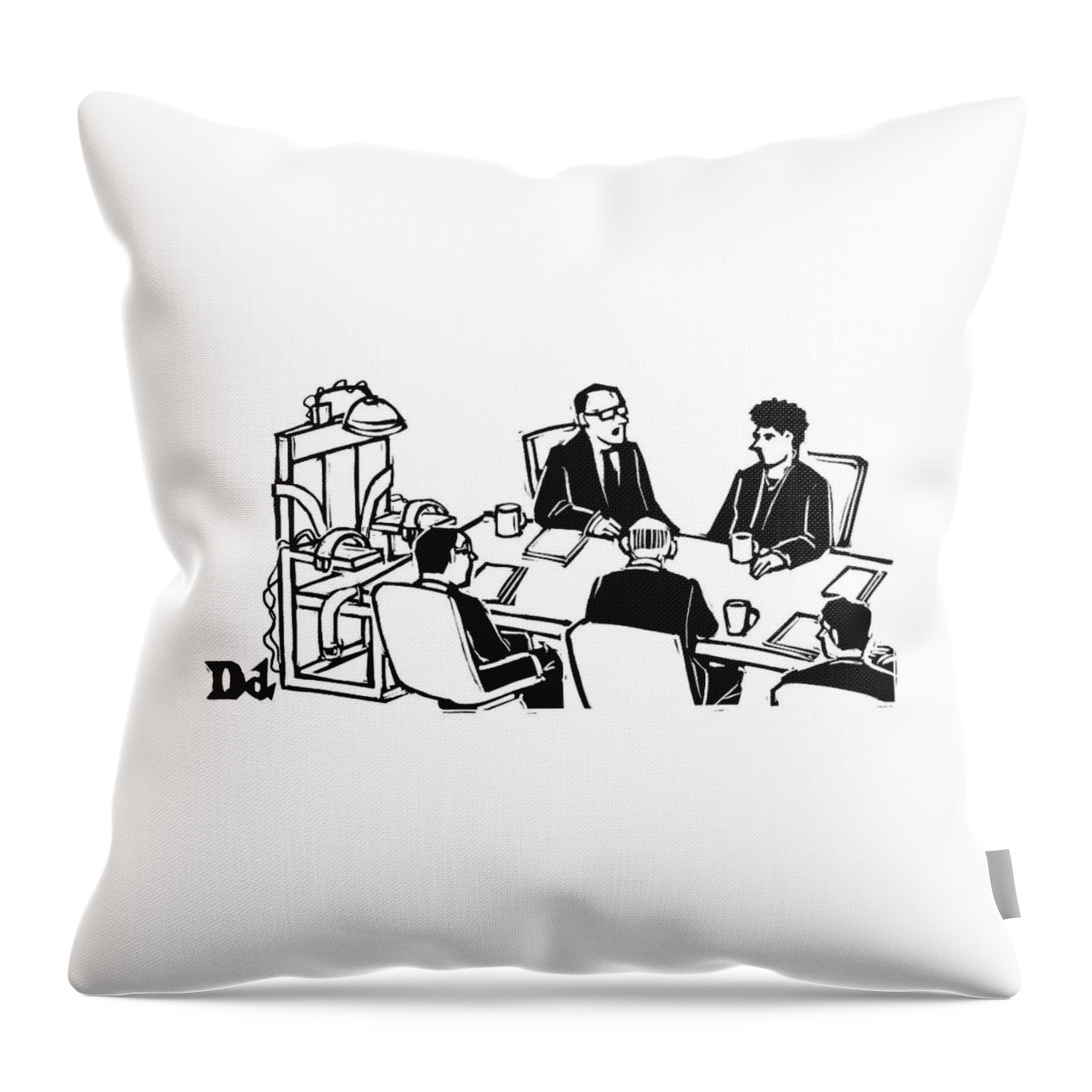 Five Executives Sit Around A Conference Table Throw Pillow
