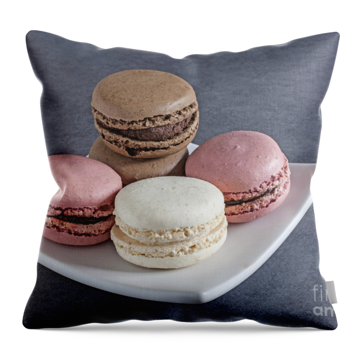 Macaroons Throw Pillow featuring the photograph Five Macaroons by Liz Leyden