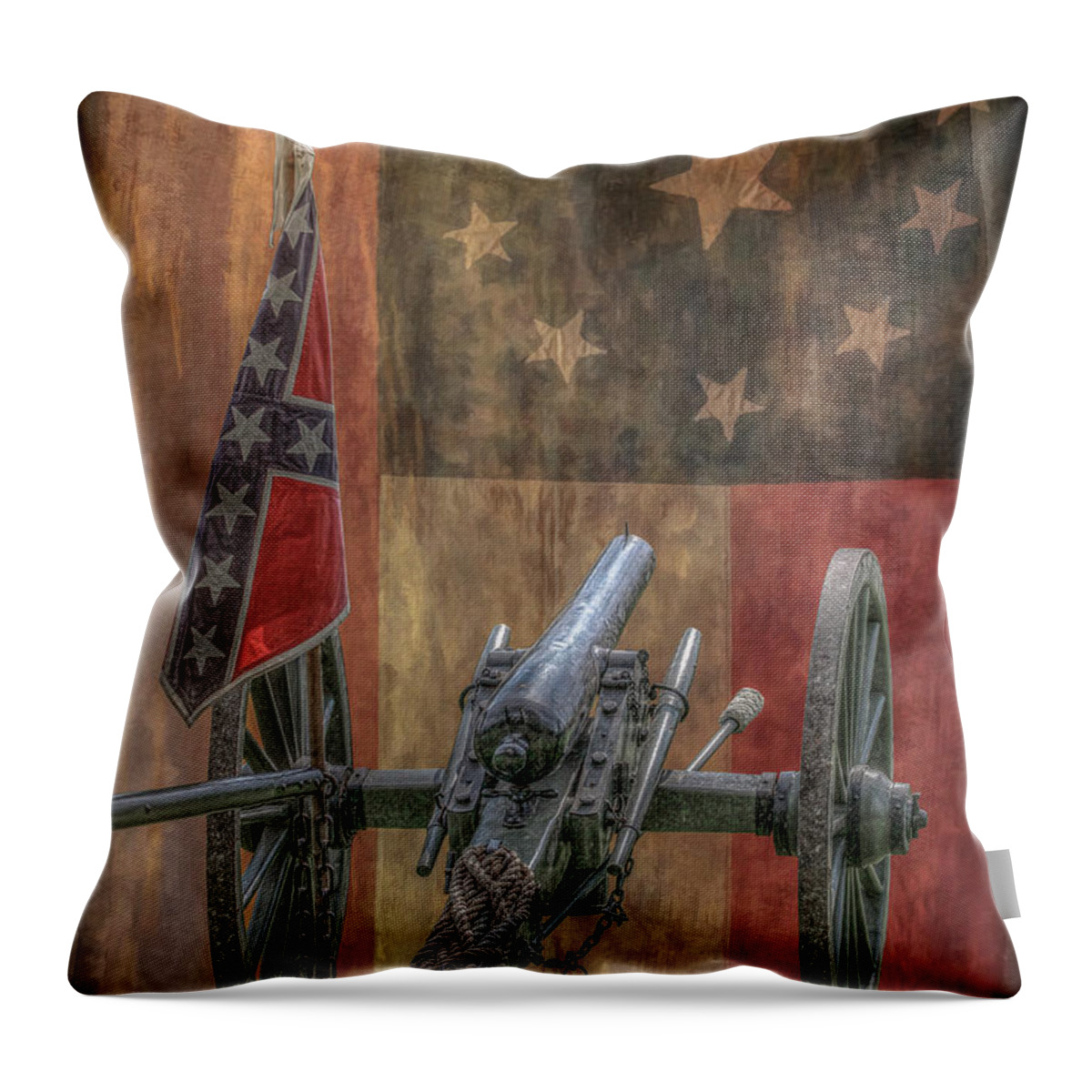 Flags Of The Confederacy Throw Pillow featuring the digital art Flags of the Confederacy by Randy Steele