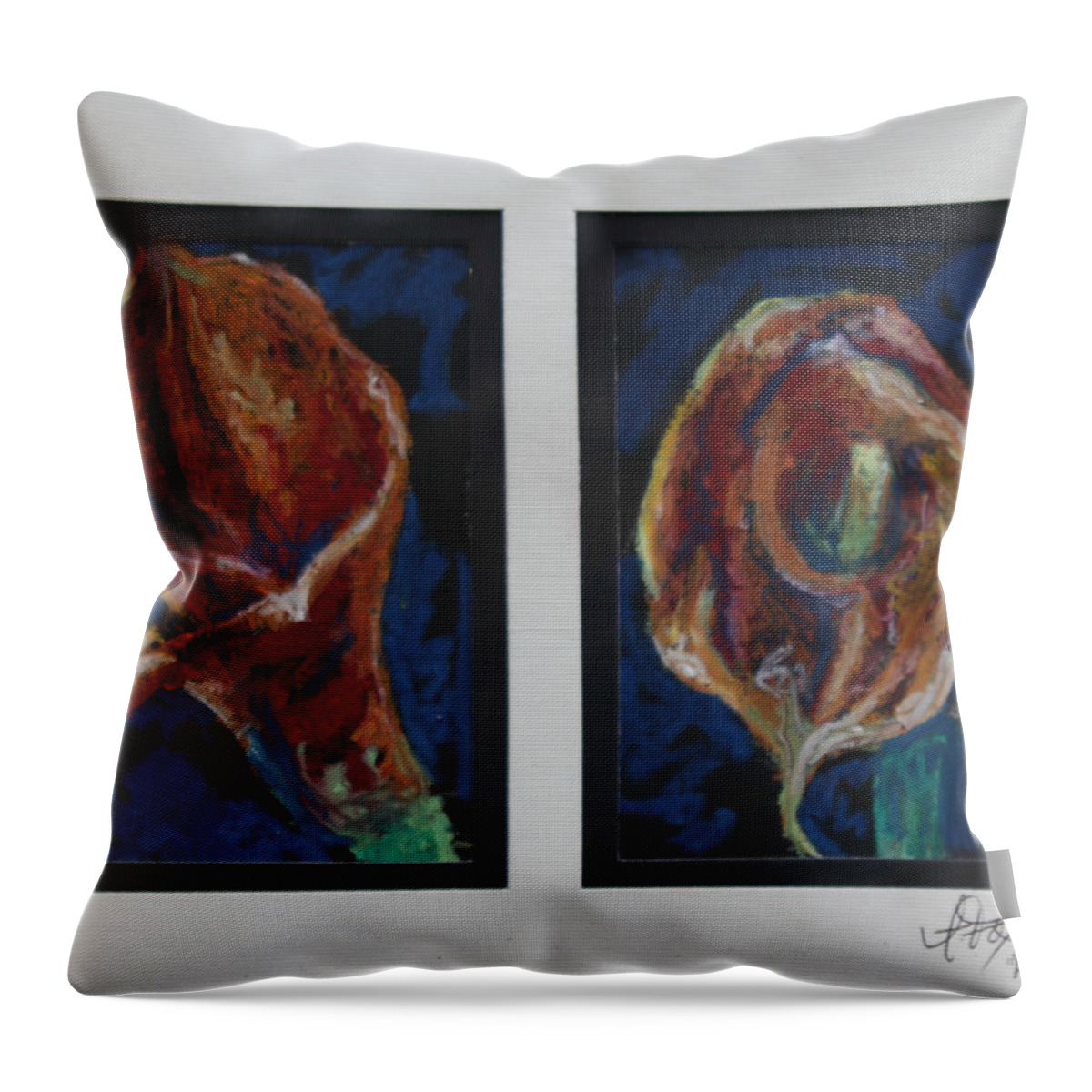 Calla Throw Pillow featuring the drawing Flame Callas by Allison Fox