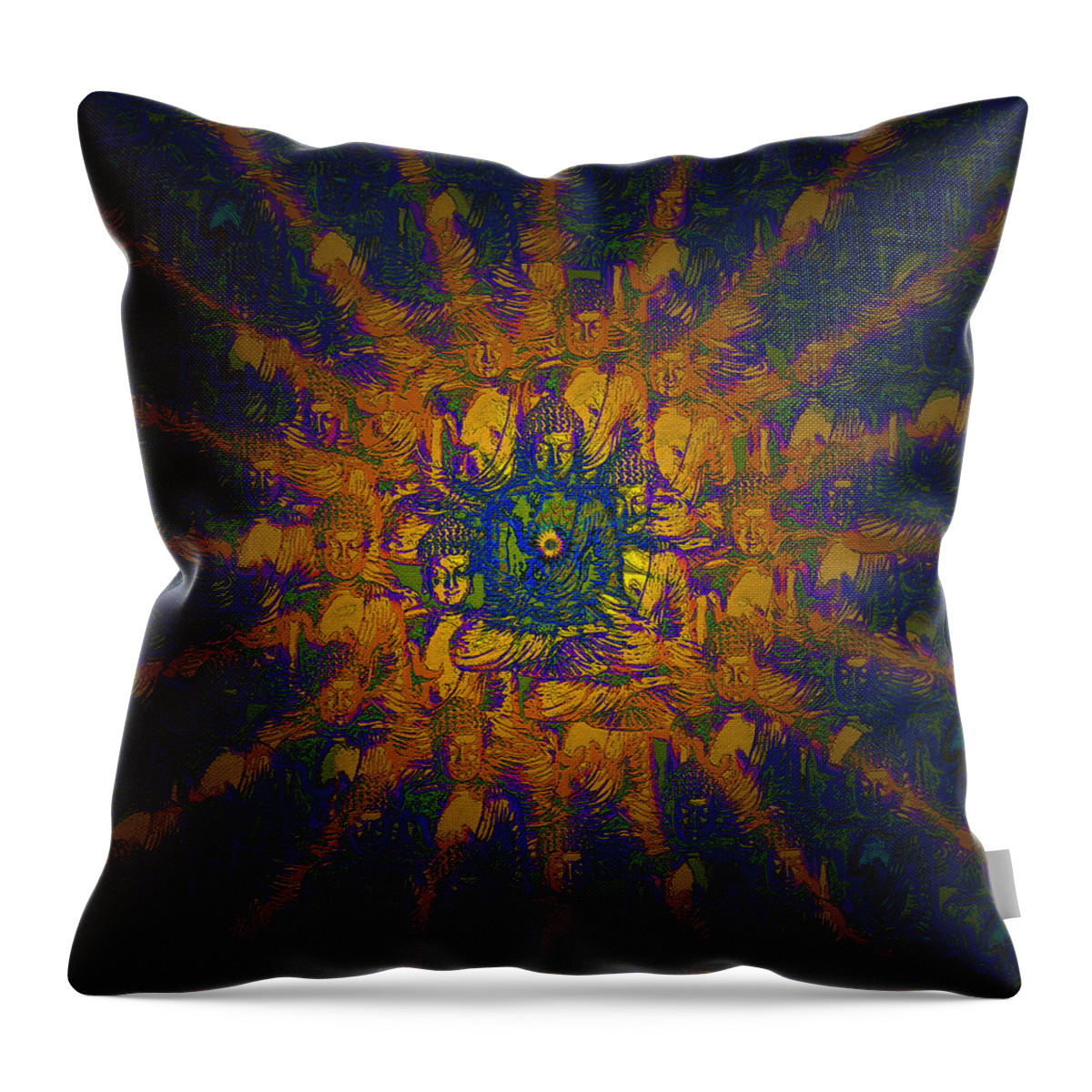 Buddha Throw Pillow featuring the painting Flame Heart Buddha by Steve Fields