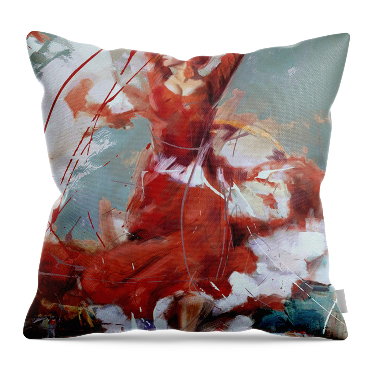 Jazz Throw Pillow featuring the painting Flamenco 55 by Maryam Mughal