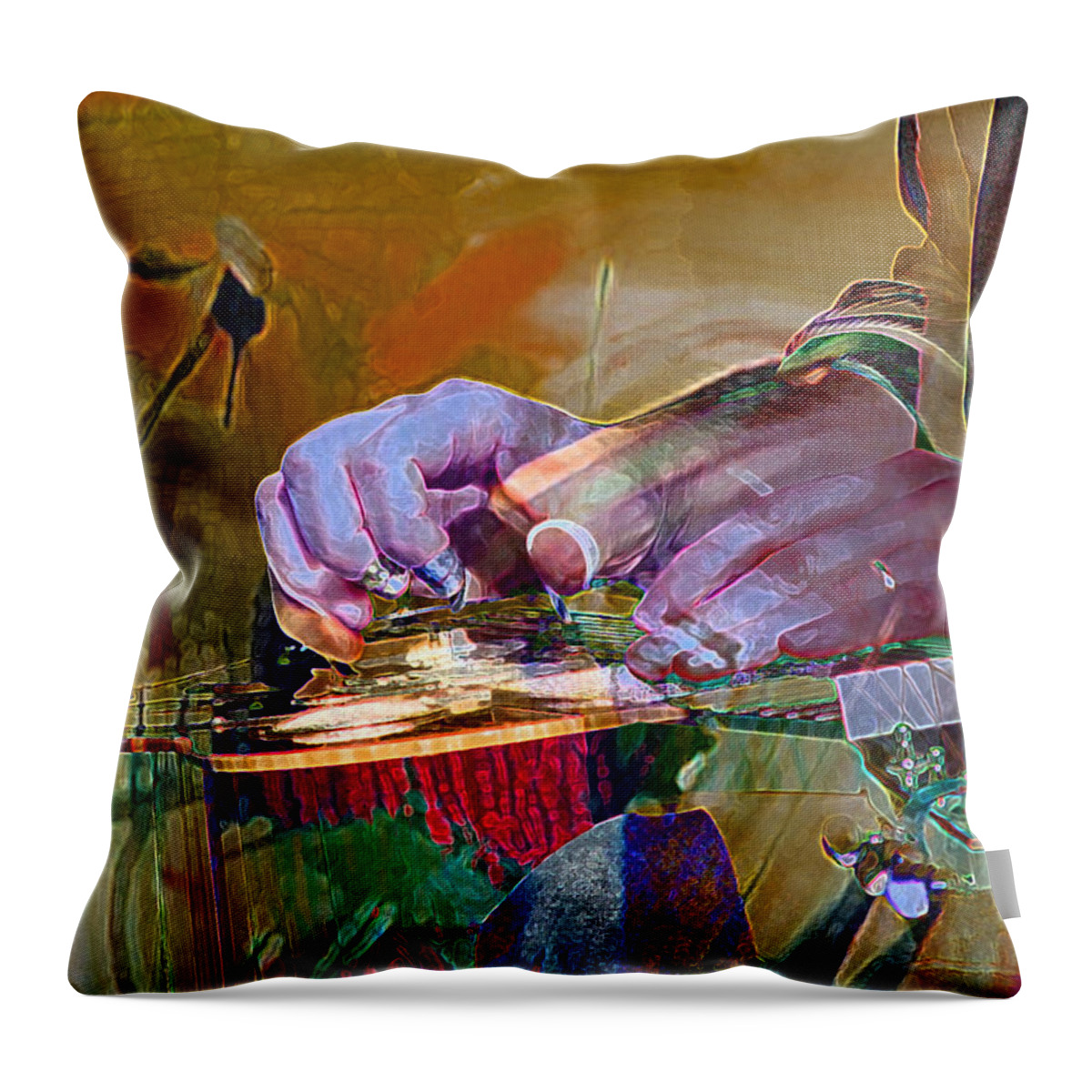 Music Throw Pillow featuring the digital art Flaming Hands in Motion by Julie Turner
