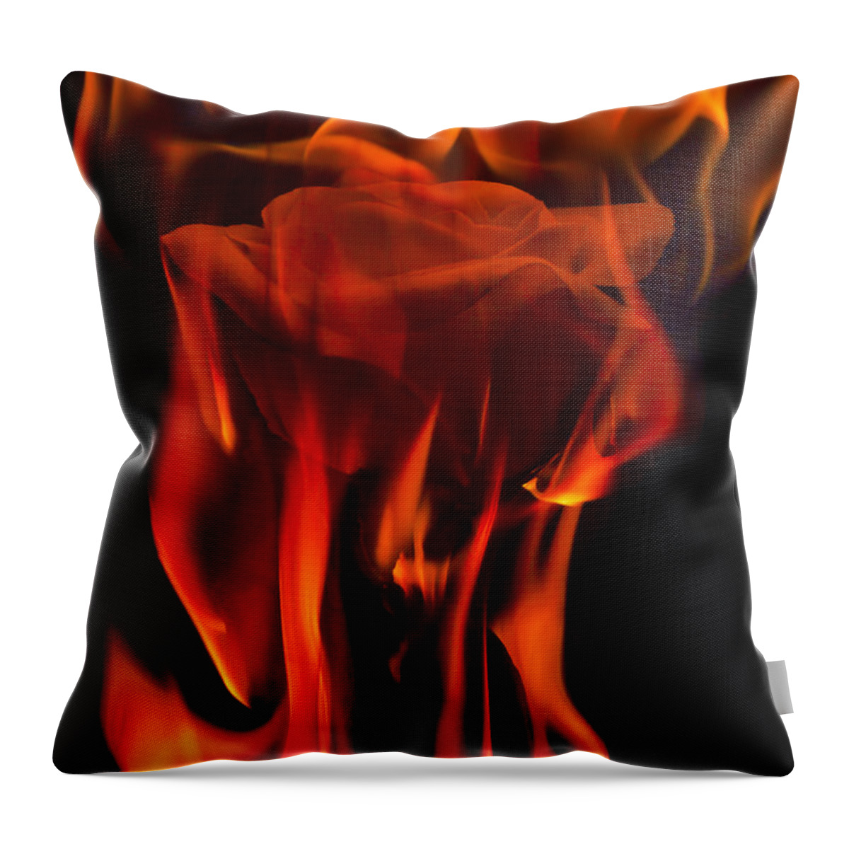 Abstract Throw Pillow featuring the photograph Flaming Rose by Jon Glaser