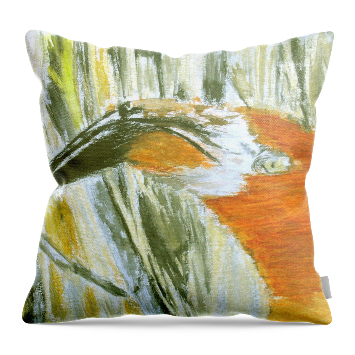 Flamingo Throw Pillow featuring the pastel Flamingo by Claudia Goodell