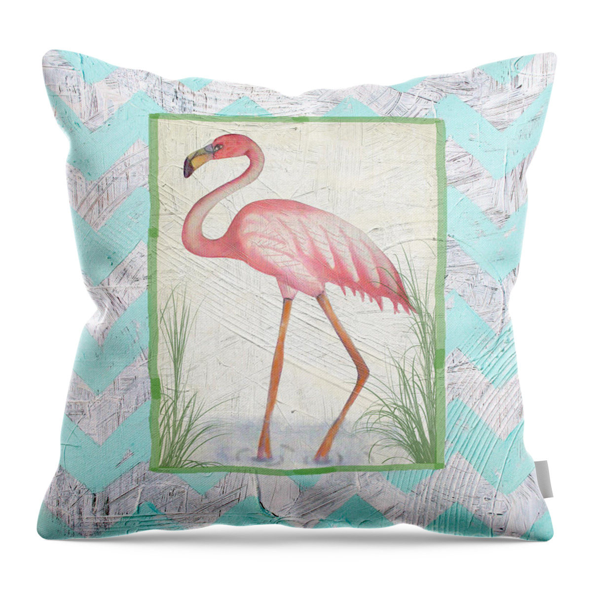 Jean Plout Throw Pillow featuring the painting Flamingo by Jean Plout