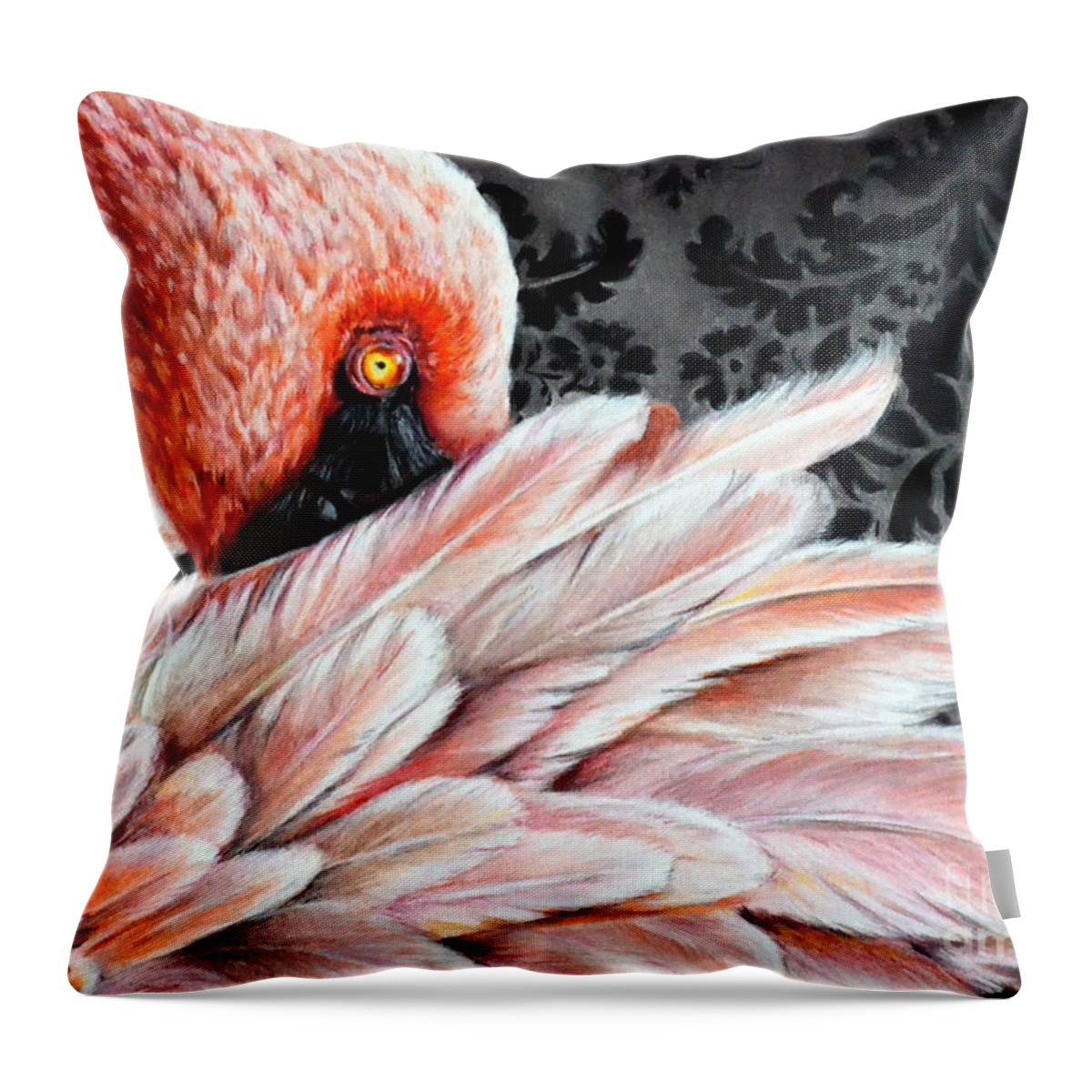 Flamingo Throw Pillow featuring the painting Flamingo by Lachri