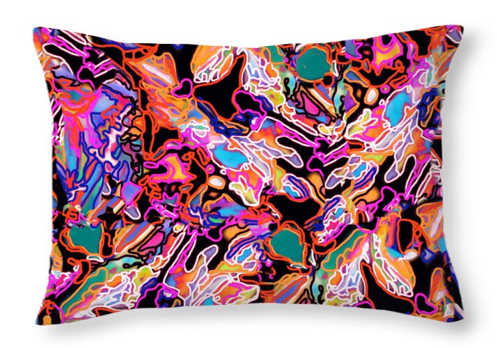 Pink Throw Pillow featuring the digital art Flash Mob by Priscilla Batzell Expressionist Art Studio Gallery