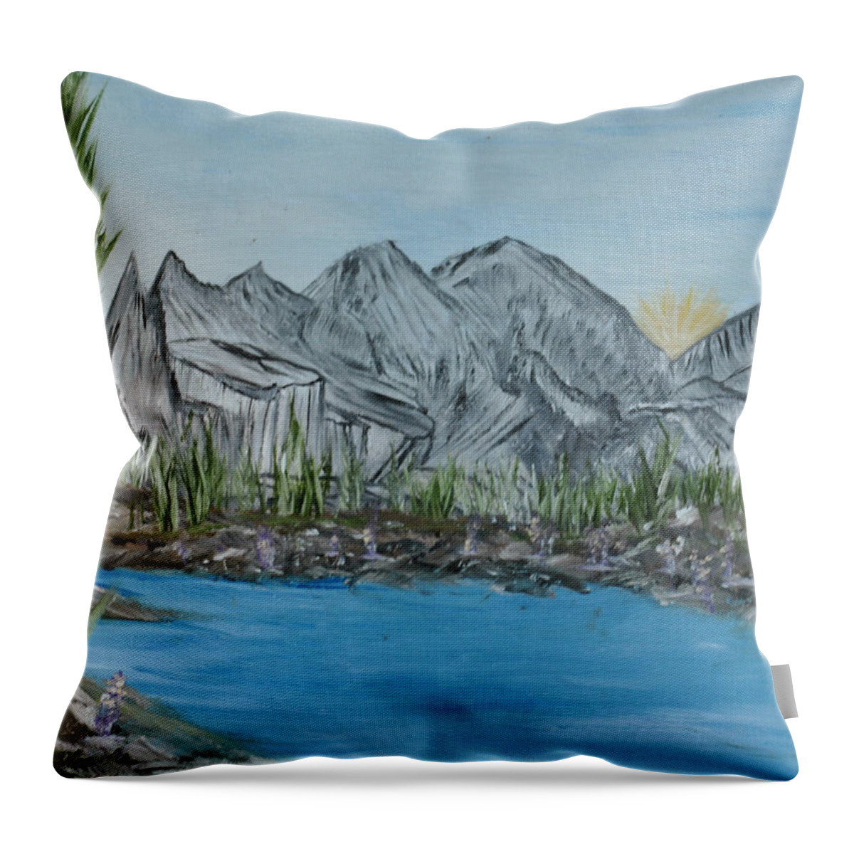  Throw Pillow featuring the painting Flathead Lake by Suzanne Surber