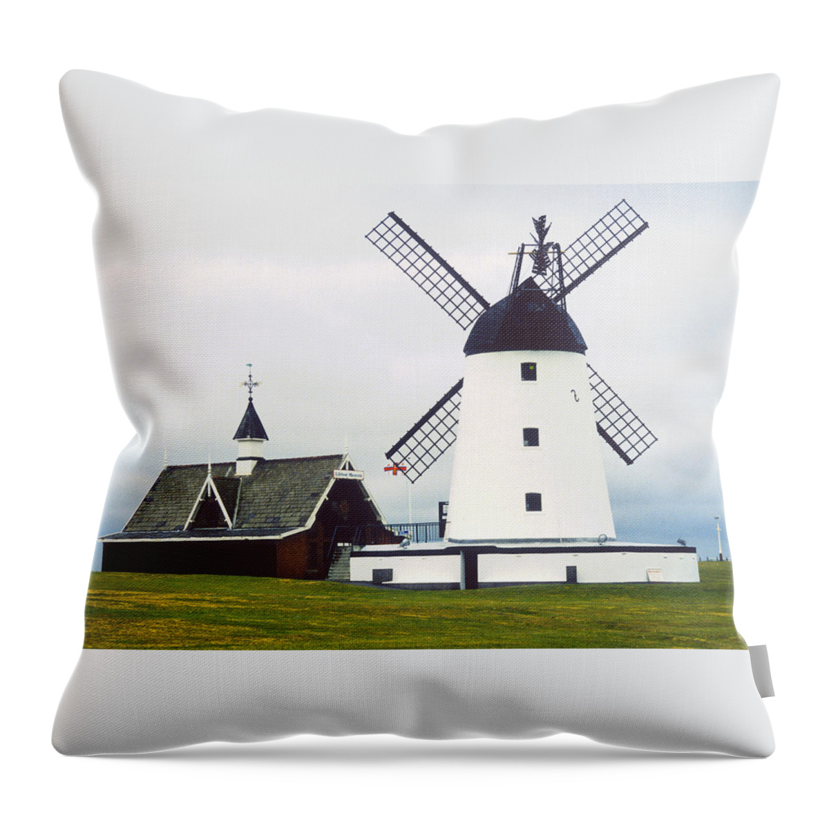 Lytham Throw Pillow featuring the photograph Windmill at Lytham by Gordon James