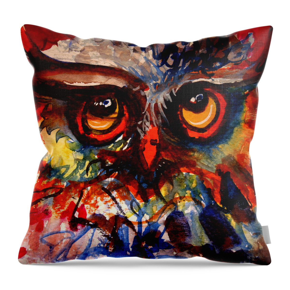 Owl Throw Pillow featuring the painting Flo by Laurel Bahe
