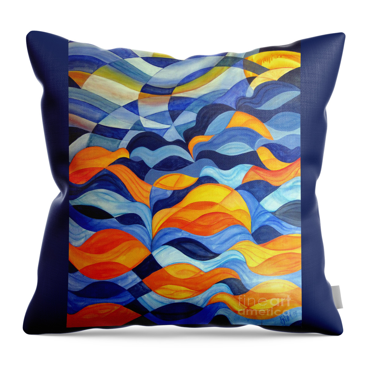 Birds Throw Pillow featuring the painting Flock on the Water by Lynellen Nielsen