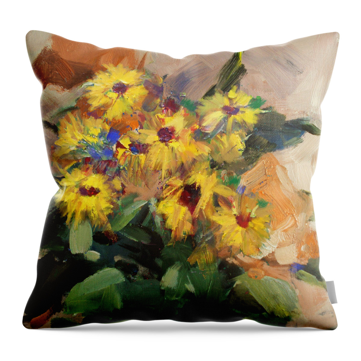 Flower Throw Pillow featuring the painting Floral 15 by Mahnoor Shah