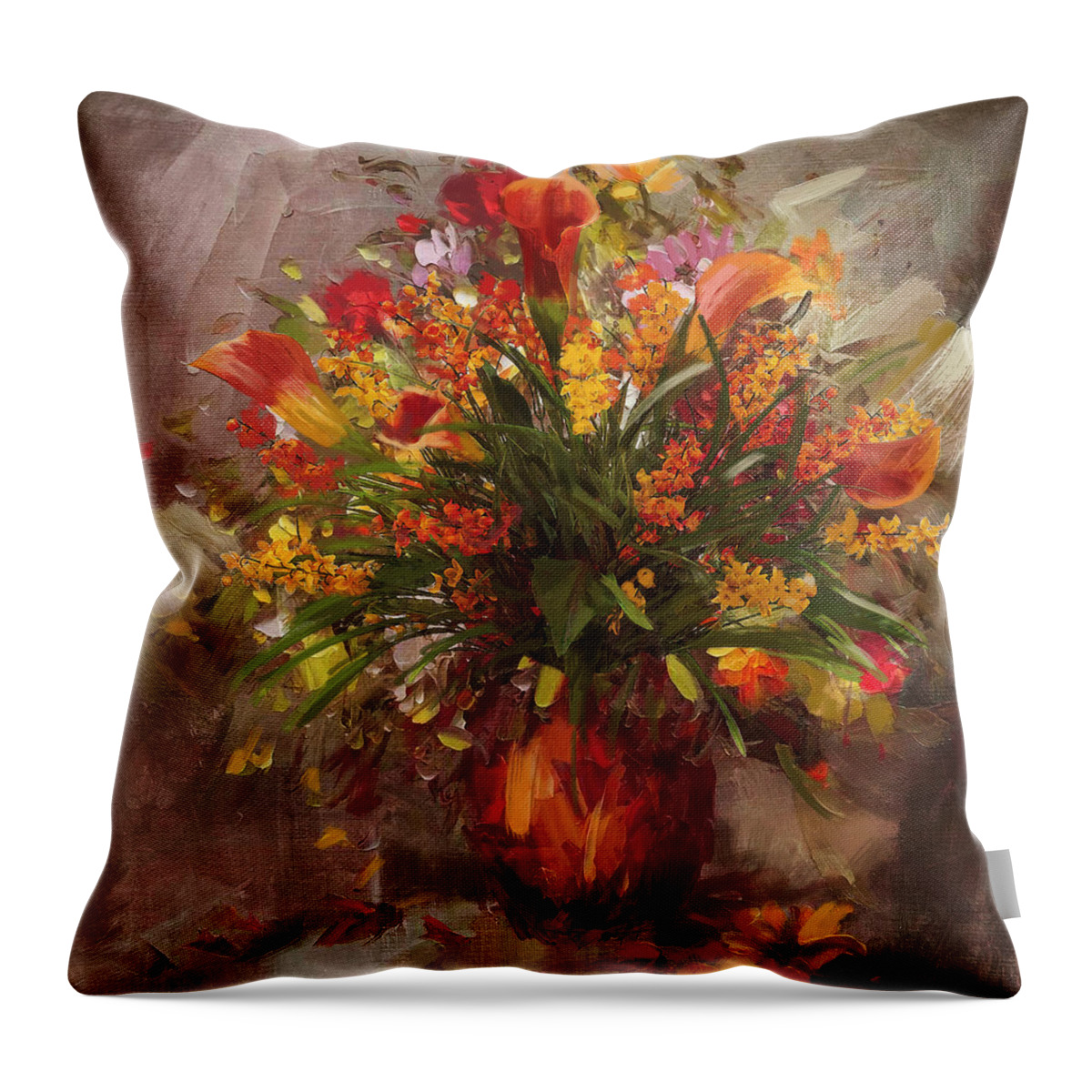 Flower Throw Pillow featuring the painting Floral 8 by Mahnoor Shah