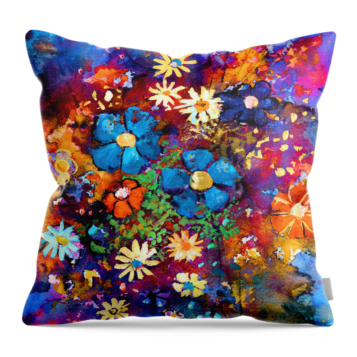Abstract Floral Art Throw Pillow featuring the painting Floral dance fantasy by Svetlana Novikova