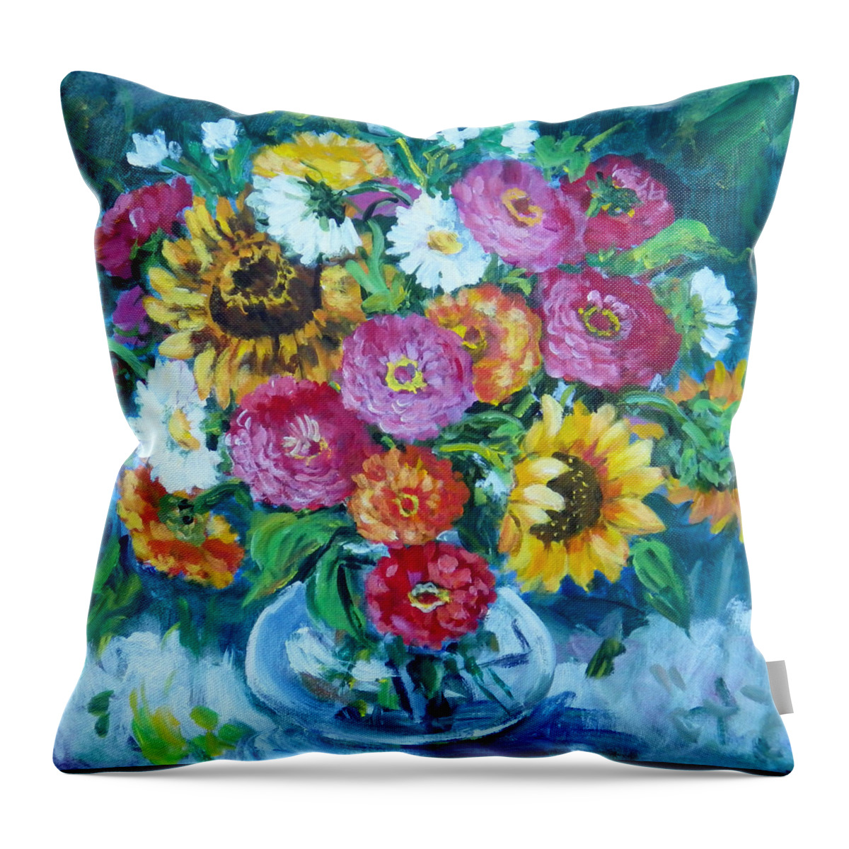 Flowers Throw Pillow featuring the painting Floral Explosion No.1 by Ingrid Dohm