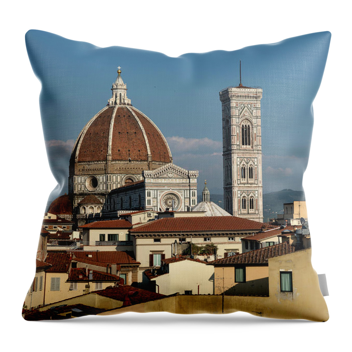 Campanile Throw Pillow featuring the photograph Florence Duomo And Campanile View Over by Izzet Keribar