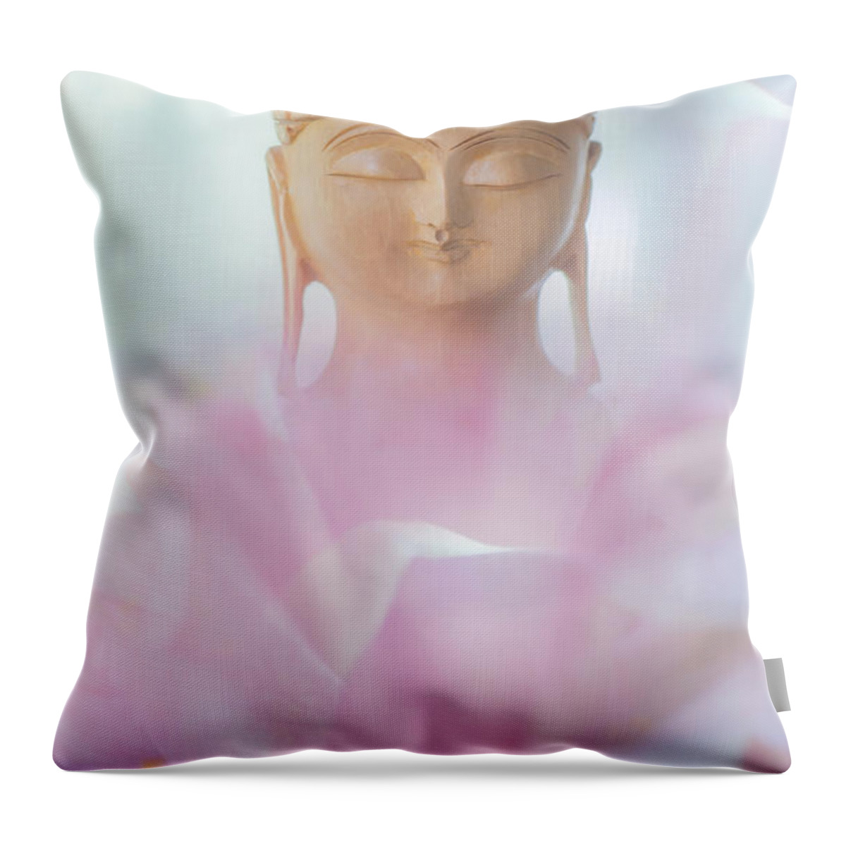 Buddha Throw Pillow featuring the photograph Flower Buddha by Jenny Rainbow