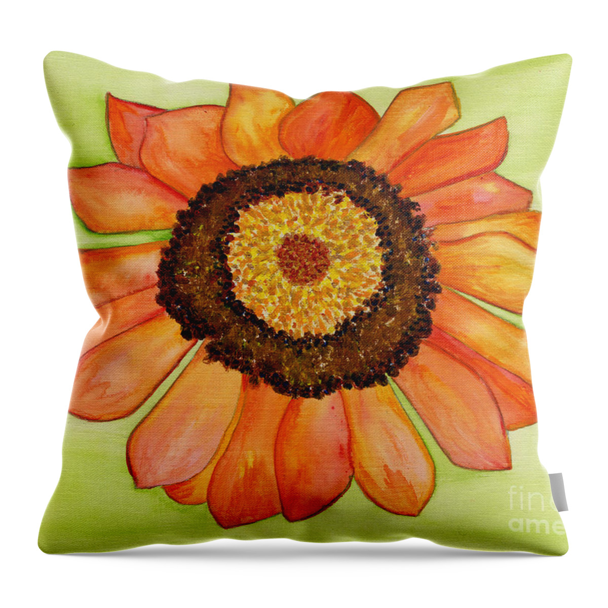 Flower Throw Pillow featuring the painting Flower Orange by Julia Stubbe