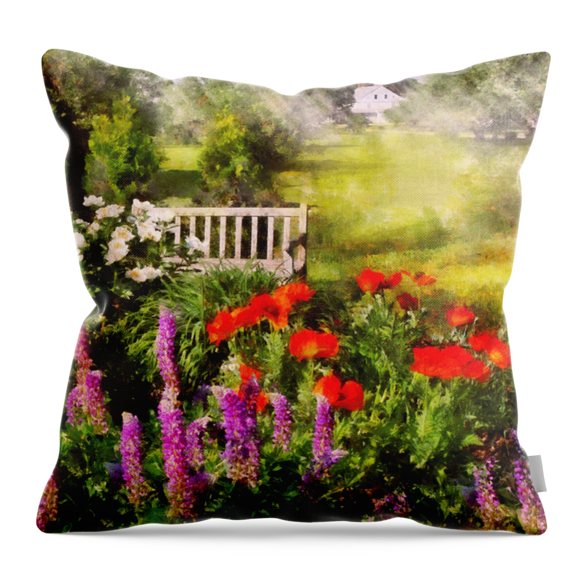 Savad Throw Pillow featuring the photograph Flower - Poppy - Piece of heaven by Mike Savad