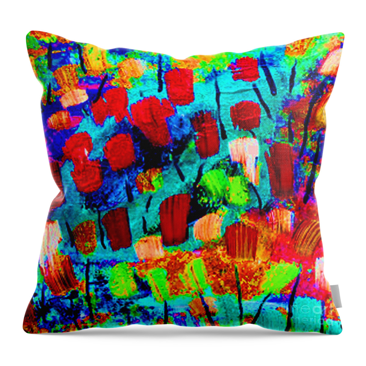 Flower Throw Pillow featuring the painting Flower Power by James and Donna Daugherty