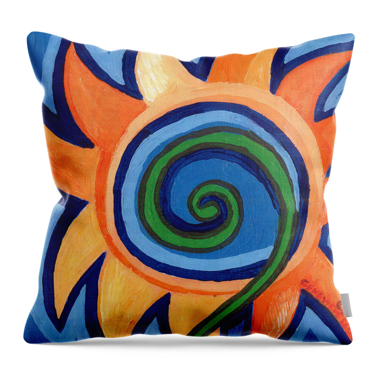 Flower Throw Pillow featuring the painting Flower Spiral by Genevieve Esson