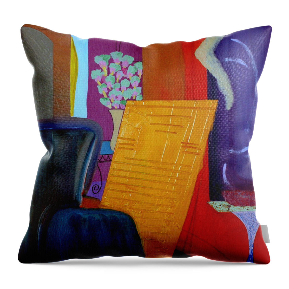 Matisse Throw Pillow featuring the painting Flowers for Matisse by Bill OConnor