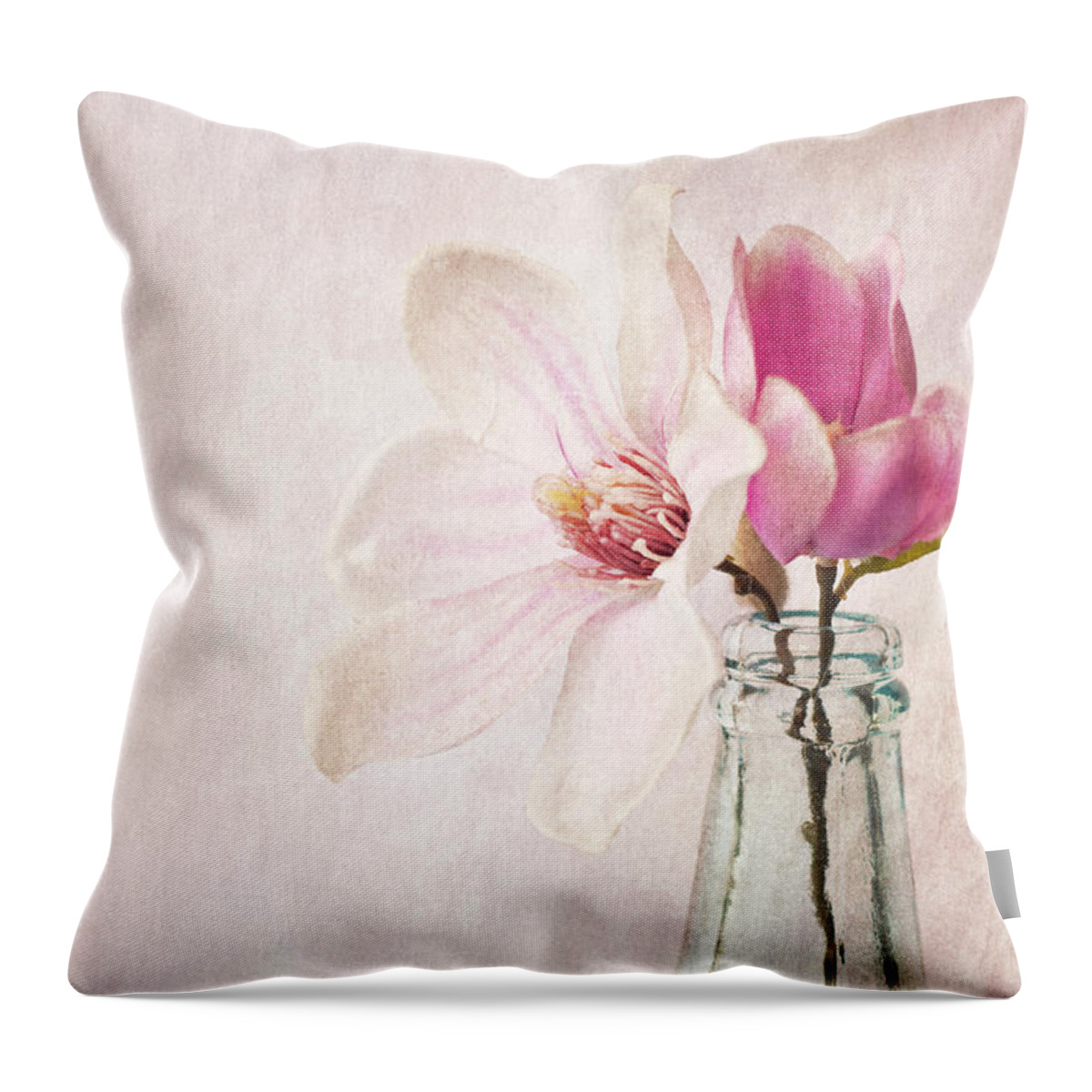 Flowers Throw Pillow featuring the photograph Flowers in a Bottle by David Lichtneker
