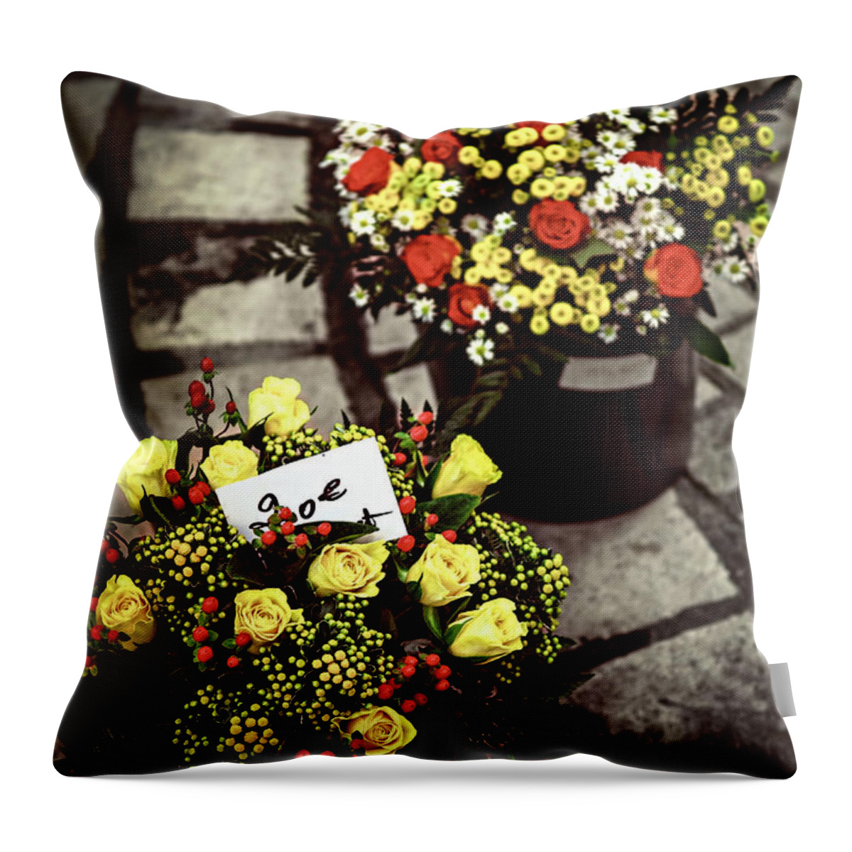 Flower Throw Pillow featuring the photograph Flowers on the market in France by Elena Elisseeva