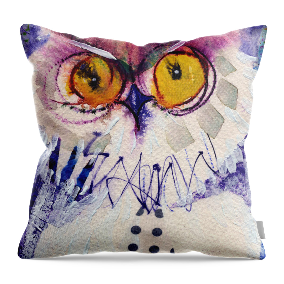 Owl Throw Pillow featuring the painting Fluff by Laurel Bahe