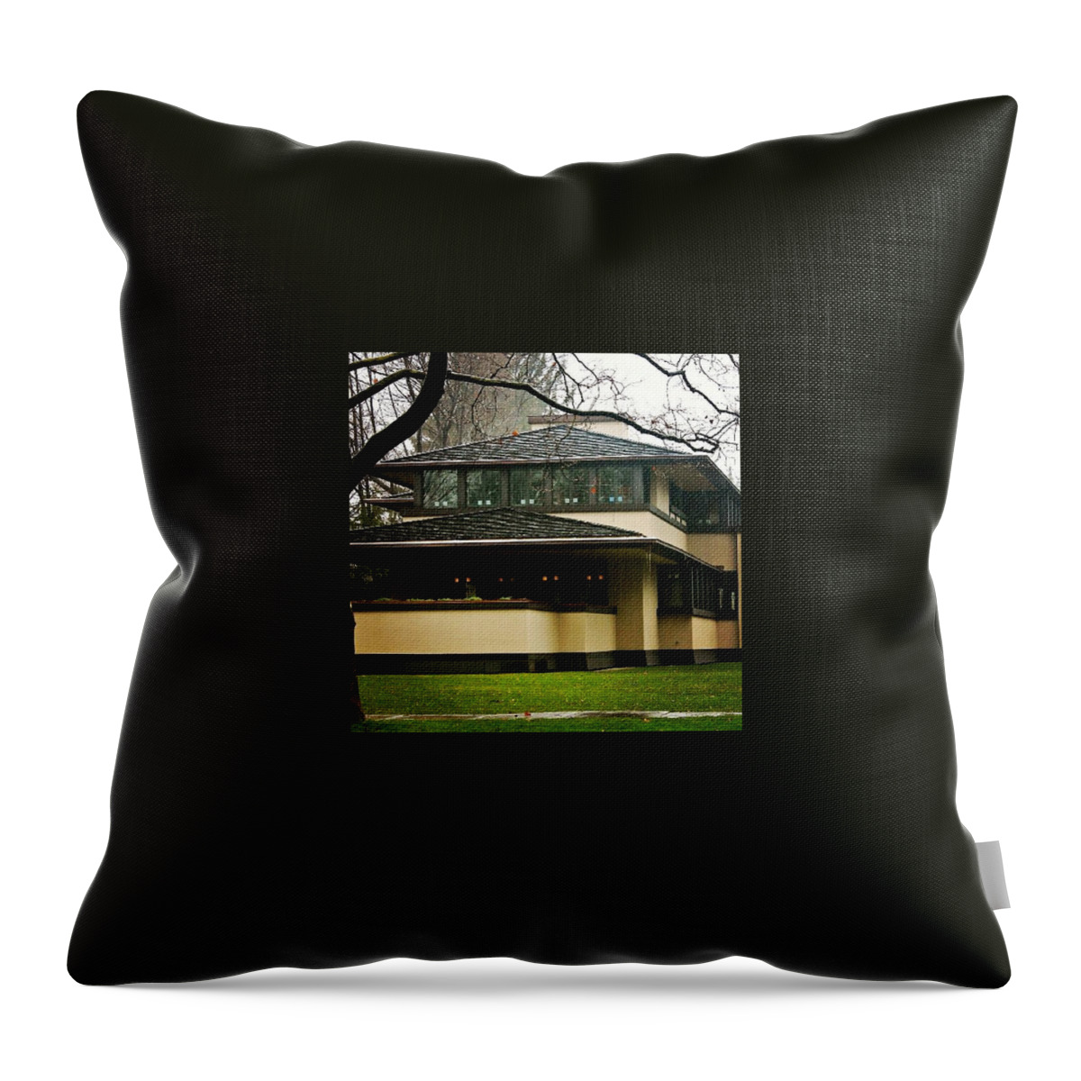 Frank Lloyd Wright Throw Pillow featuring the photograph FLW Home Rochester by Justin Connor