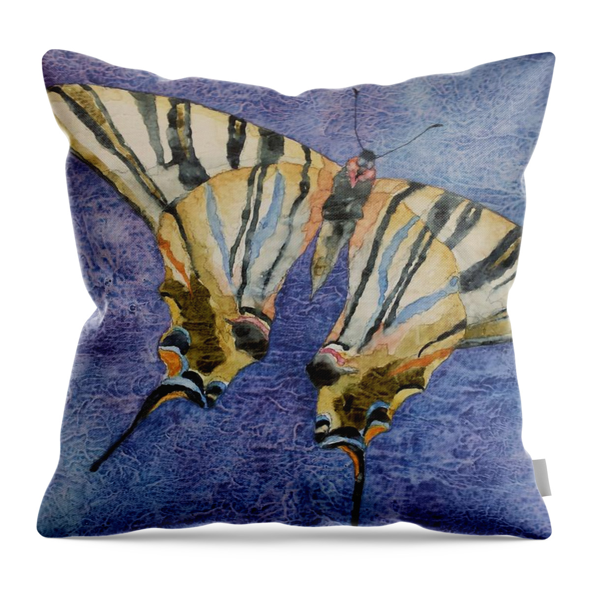 Watercolor Throw Pillow featuring the painting Fly Away Home by Casey Rasmussen White
