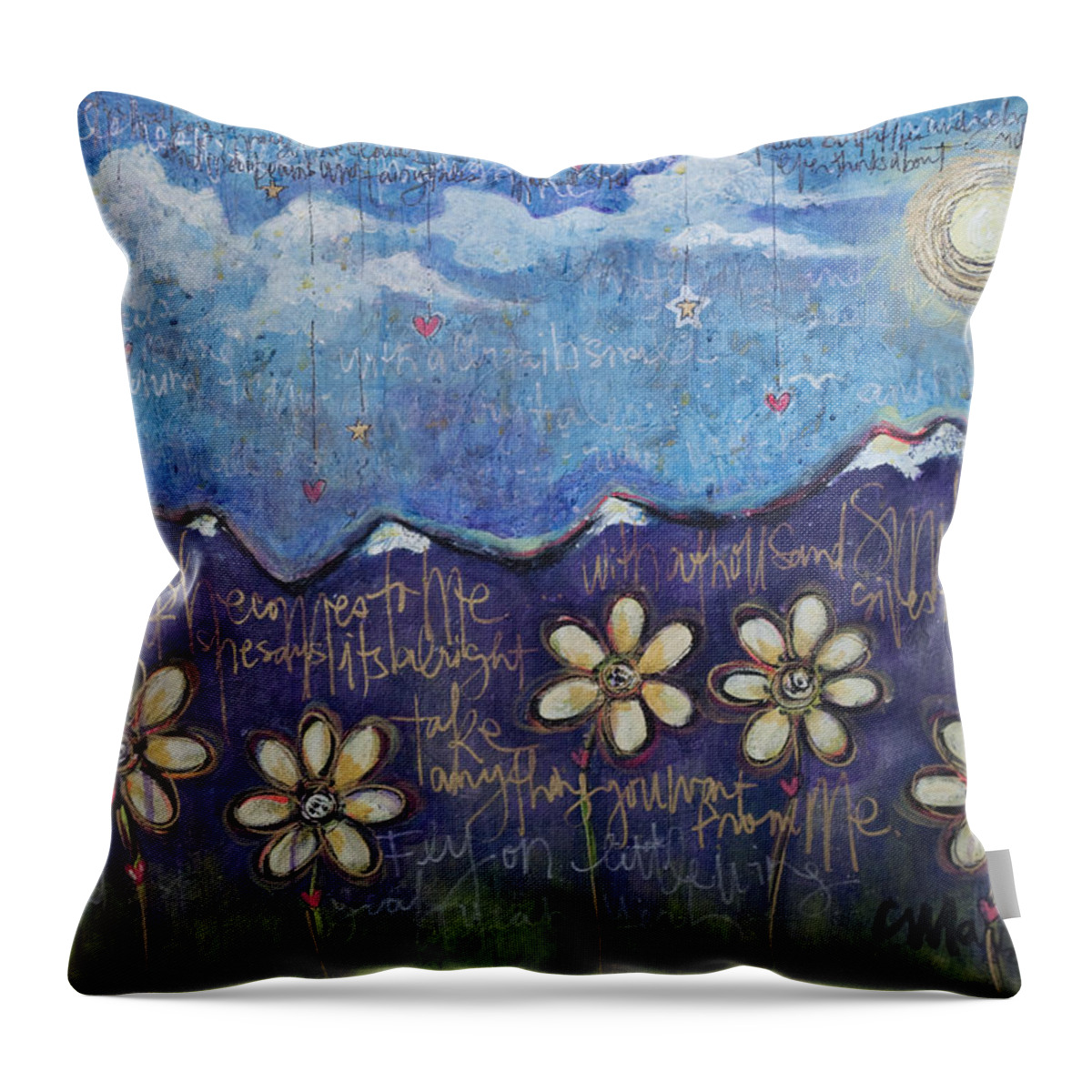 Little Wing Throw Pillow featuring the painting Fly On My Love by Laurie Maves ART