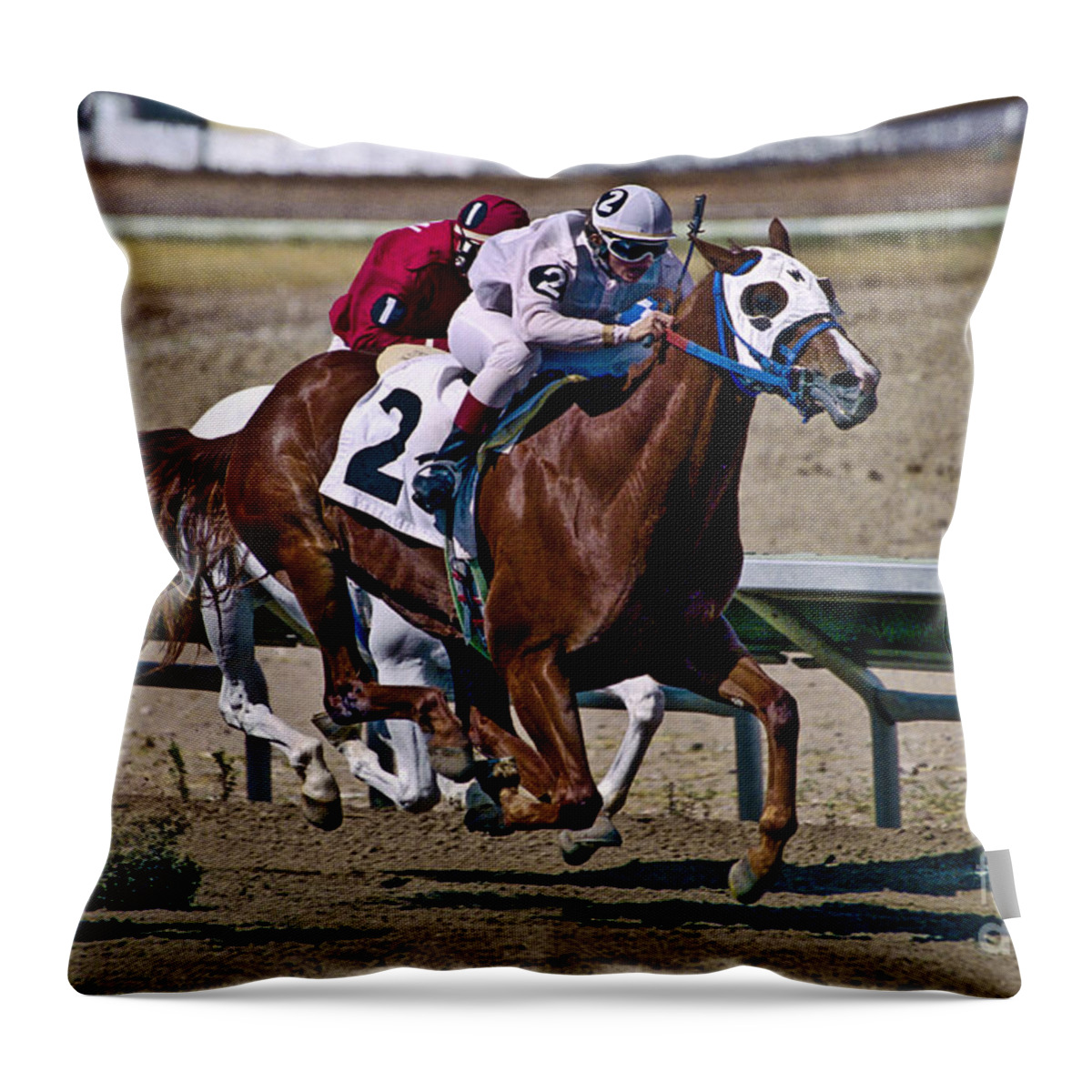 Racing Throw Pillow featuring the photograph Flying Hooves by Kathy McClure